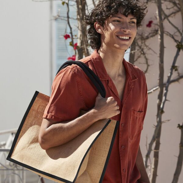 Natural starched jute classic shopper Thumbnail