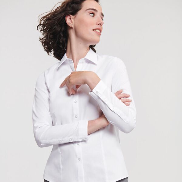 Women's long sleeve herringbone shirt Thumbnail
